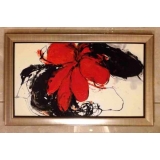 y14290 畫作系列 - 油畫 - 抽象油畫 - 紅花(尺寸可訂製)